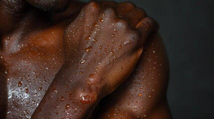 Fototapeta premium A man with sweaty hands