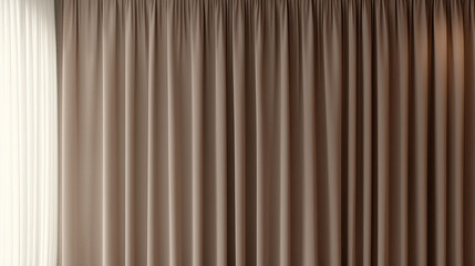 Obraz premium Curtains gently draping a window in a modern interior space, allowing soft light to filter through the fabric