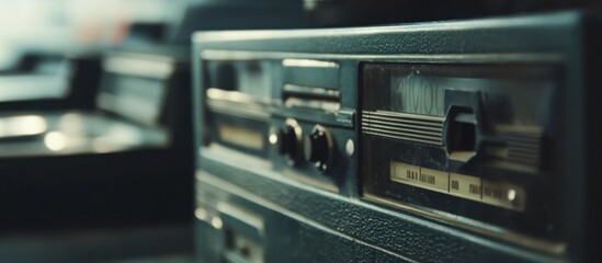 nostalgic sound tape recorder playing audio cassette closeup vintage device spins blank label footage captures essence recording retro player bringing 