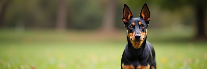 Stunning Portrait of a Lancashire Heeler Puppy with Alert Ears and Rich Coloring in Natural Outdoor Setting Ideal for Pet Lovers and Breed Enthusiasts