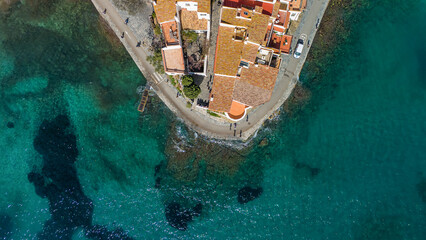 Aerial view of picturesque town of Cadaques on the Costa Brava Catalonia, Spain