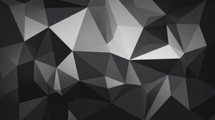 A striking geometric pattern in shades of black and white, showcasing the interplay of light and shadow across angular shapes.