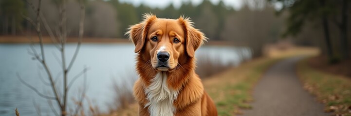 Captivating Nova Scotia Duck Tolling Retriever Portrait with Soft Golden Fur and Expressive Eyes Perfect for Dog Lovers and Pet Themed Designs