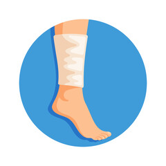 Physical injured bandaged leg vector illustration