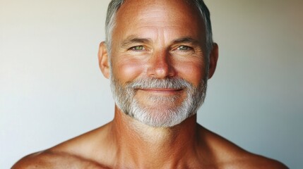 Natural Aging Man with Clean Lines and Simple Background