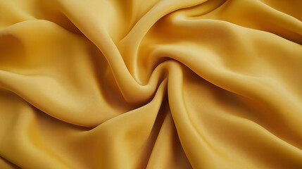 Fototapeta premium smooth elegant wavy deep yellow silk cloth fabric material texture. silk satin Shiny smooth fabric. Soft folds. Luxury background