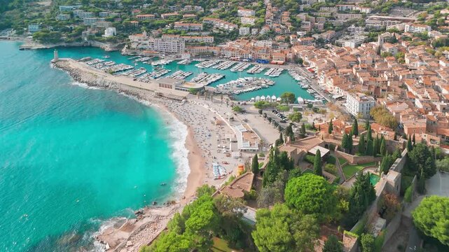 Aerial view of Cassis on the French Riviera, southern France