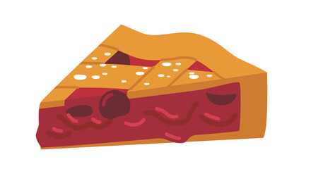 Sweet cherry pie slice vector illustration