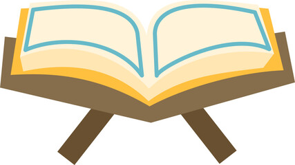 Opened quran book on wood stand 