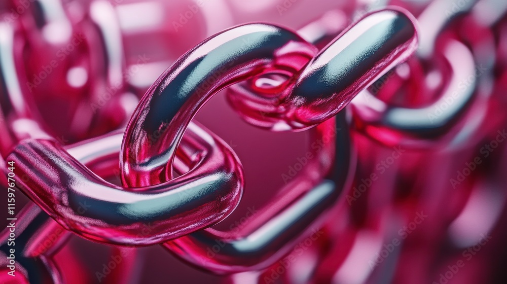 Poster 3d soft pink link chain on clean background