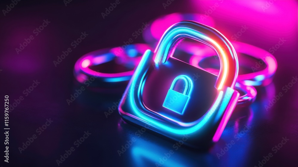 Poster abstract 3d lock with soft light background