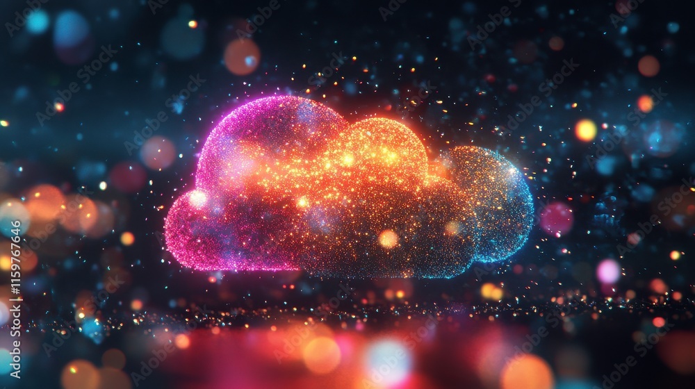 Poster abstract cloud computing visuals with bright background