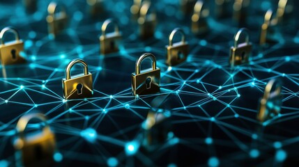 Abstract Security Concept with Digital Locks and Network