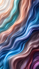 Fototapeta premium A captivating abstract wallpaper featuring cascading ribbons of color that flow diagonally across the image, dynamic waves, energetic design, tranquil aesthetics, semi-transparent colors, harmonious 