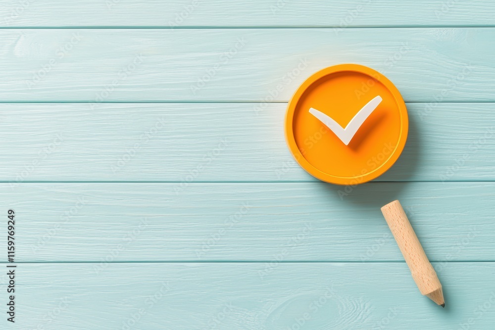 Poster concept of measuring customer satisfaction feedback. a vibrant orange checkmark on a circular backgr