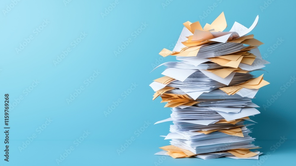 Poster concept of measuring customer satisfaction feedback. a colorful stack of disorganized papers and sti