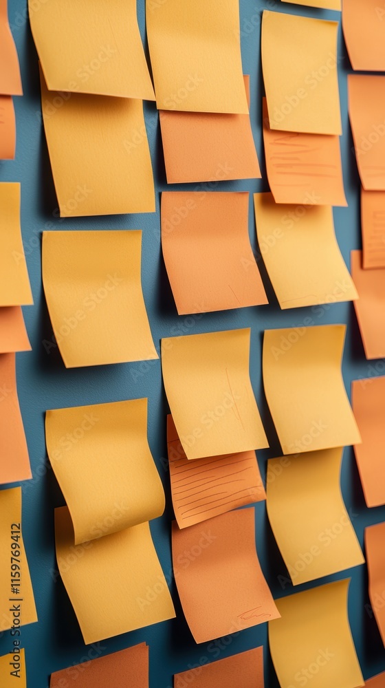 Poster concept of measuring customer satisfaction feedback. a vibrant wall covered with yellow post-it note