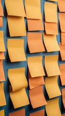 Fototapeta premium Concept of measuring customer satisfaction feedback. A vibrant wall covered with yellow post-it notes, creating a dynamic and organized space for ideas and reminders.