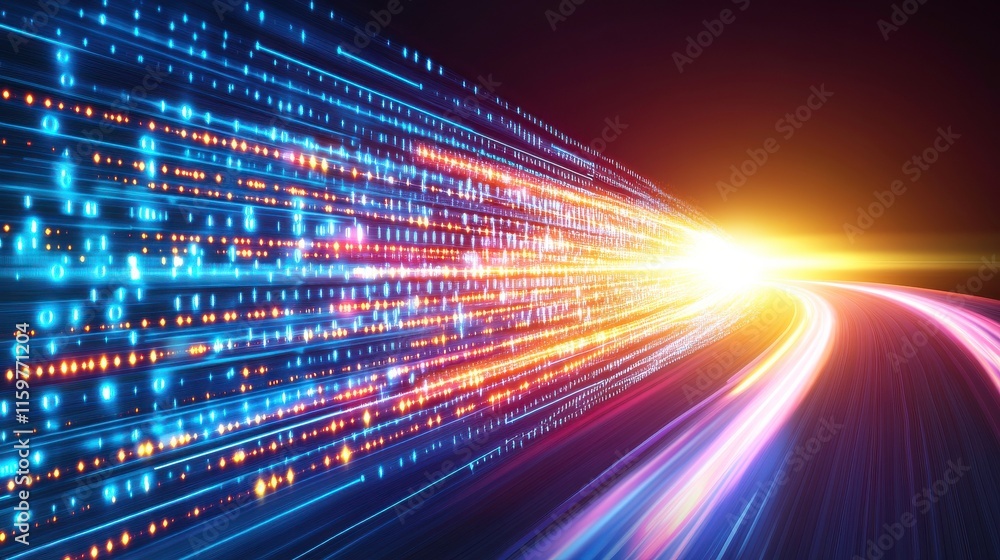 Poster bright light data flow with clean background