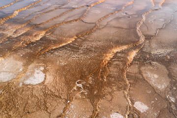 the textures and colors of Yellowstone's Grand Prismatic Spring in Wyoming