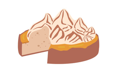 Baked pie with whipped cream
