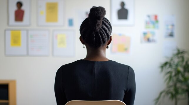 Career-focused individual participating in a goal-setting workshop with visual aids. Featuring workshop materials and visual aids