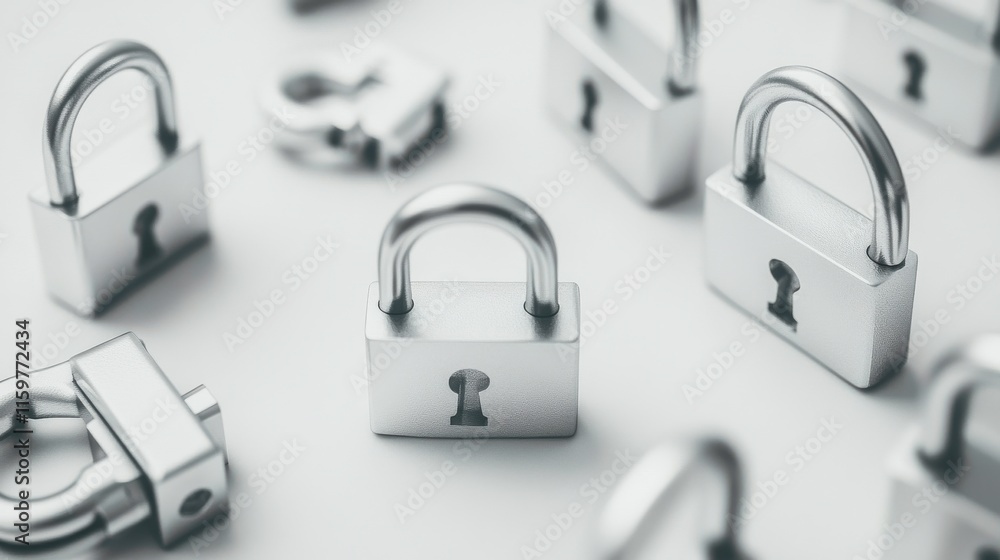 Poster conceptual security and communication tools on white background