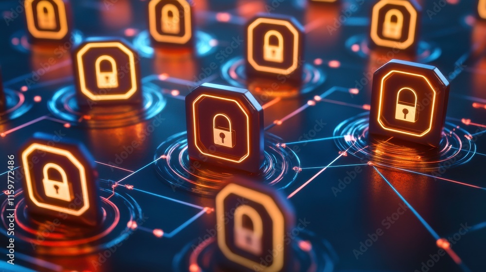 Poster data flow and security imagery with soft light