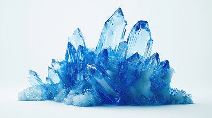Fototapeta premium Blue crystal cluster on white background.