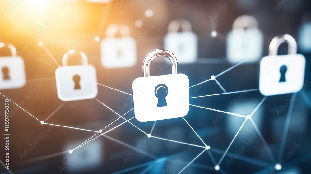 Poster digital security interface on clean background
