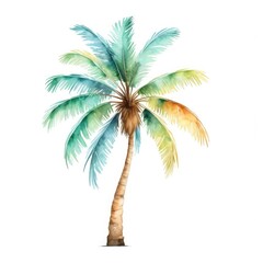 palm tree clipart, Artistic palm tree with watercolor shading


