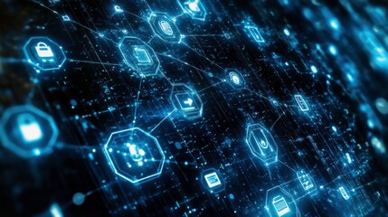 Digital Technology Symbols on High Contrast Background