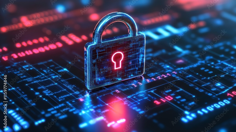 Poster dynamic authentication abstract background with lock design