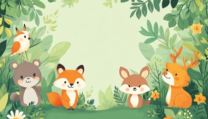 Obraz premium A heartwarming illustration for World Wildlife Day, featuring animals in their natural habitat and green forests, with space for a conservation message