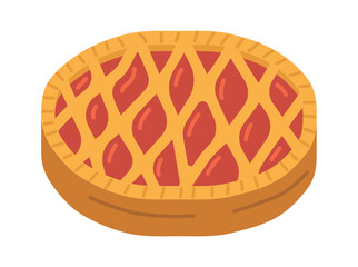 Whole traditional fruit pie vector illustration