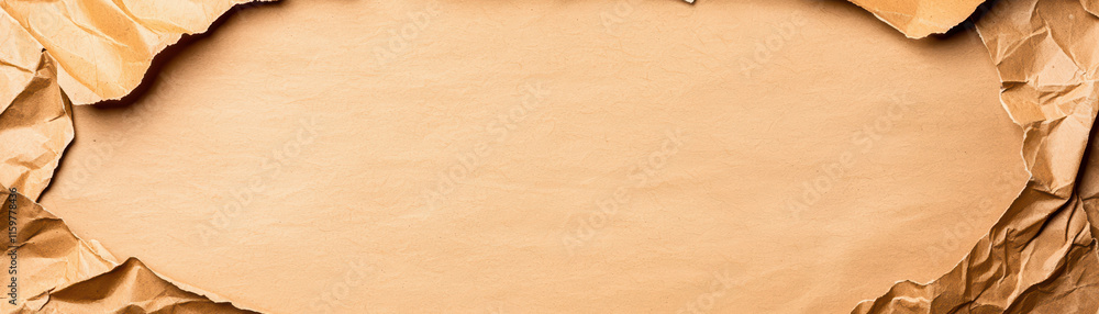 Poster crumpled paper texture with torn edge, creating vintage look. ideal for backgrounds or creative proj