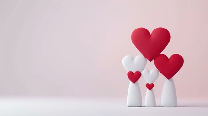 Celebrate love and family with vibrant 3D hearts, capturing a joyful Mothers Day moment with kids and mom.