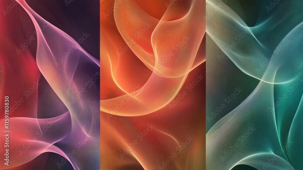 Fototapete Vibrant abstract fractal patterns with smooth shapes and flowing colors for creative design elements. Generative AI