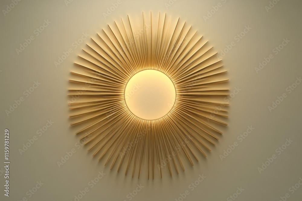 Poster decorative round mirror with sunbeam design in a modern setting. generative ai