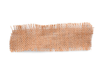 Piece of burlap fabric on white background
