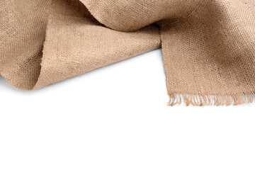 Burlap fabric on white background