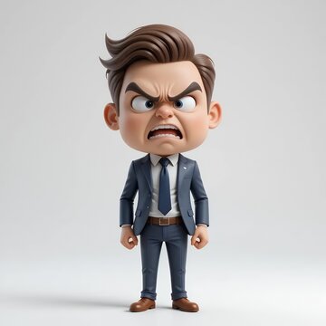 Angry Cartoon Businessman: 3D Render of an Infuriated Corporate Character