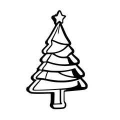Simple Christmas Tree with Black and White Vector