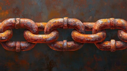 Fototapeta premium A sleek flat graphic showcasing the charming grit of a rusty chain against a richly textured backdrop.