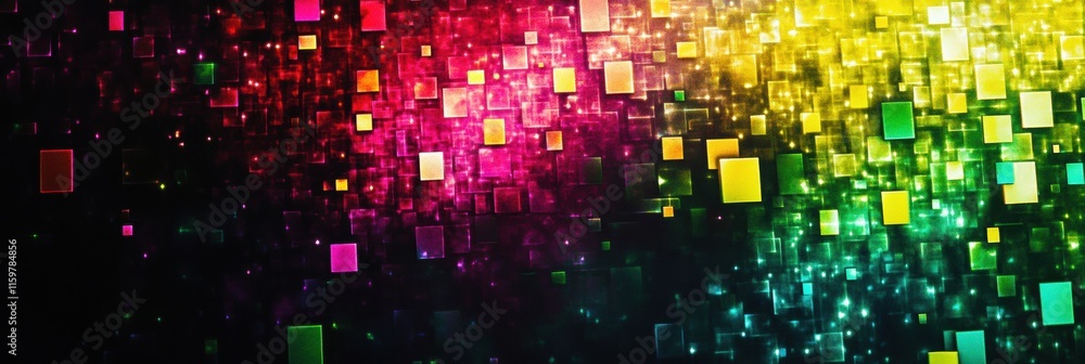 Fototapete glowing abstract mosaic with vibrant pixelated elements in bright colors for digital art enthusiasts
