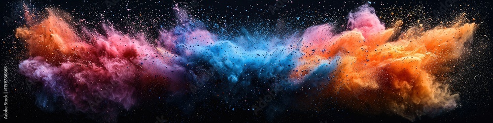 Aufkleber a vibrant explosion of colorful powder creating an artistic and dynamic visual effect.