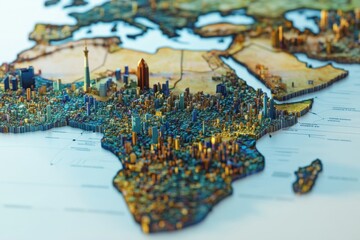 Fototapeta na wymiar GDP breakdown for the African continent in 2025. Featuring a map with economic data segmented by region