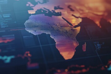 GDP breakdown for the African continent in 2025. Featuring a map with economic data segmented by region