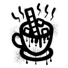 Hot chocolate drink graffiti with black spray paint