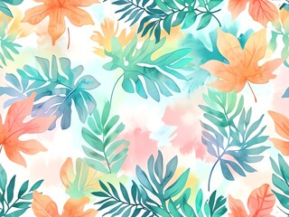 Watercolor Tropical Leaves: A Pastel Paradise